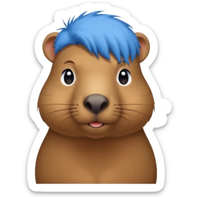Capybara with bule head hair, standing sticker
