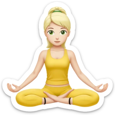 pilates girl green eyes in butter yellow set sticker