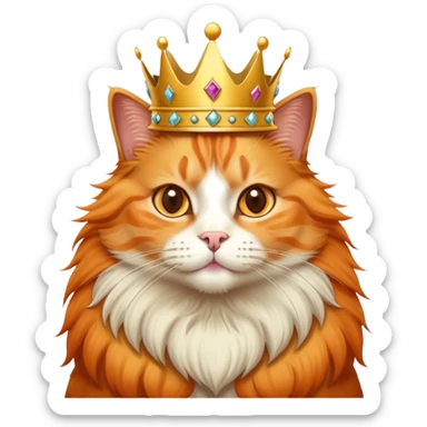 Pure Orange Cat with crown sticker