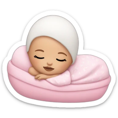 white sleeping newborn in a dress with a barbie logo sticker