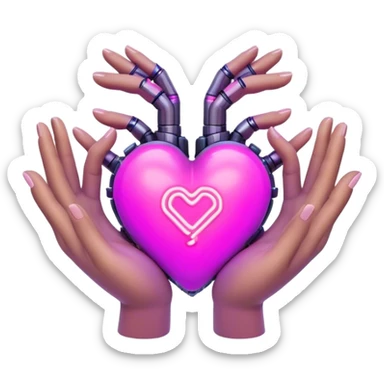 Neon cyberpunk style 
heart made of  hands sticker