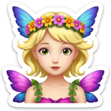 A flower fairy girl with one wing, all over sticker