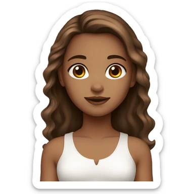 Girl white and brown skin brown hair brown eyes sticker