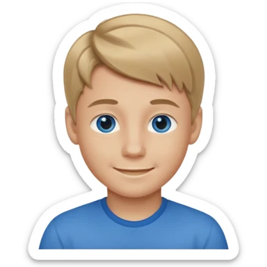 A smiling boy with really dark blonde hair sticker