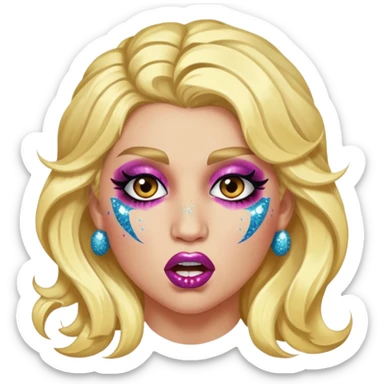 kesha with glitter making a snarling lip curl face sticker