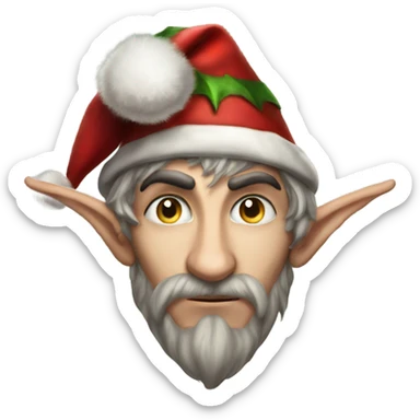rogue male elf fantasy wearing santa hat sticker