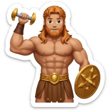 Hercules, God of Strength from Gods and Goddesses with long reddish blonde hair, bronze outfit sticker