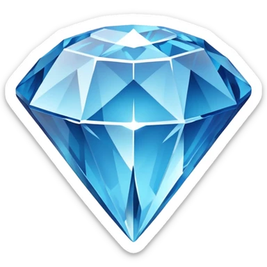 blue diamond gem broken cleanly in half with crystal fracture pattern sticker