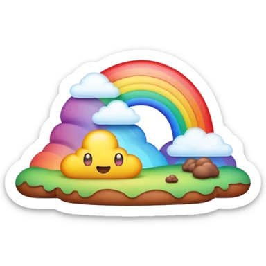 rainbow poop emoji dreamy landscape  sticker