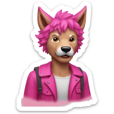 pink wolf man sticker