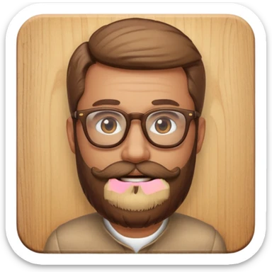 create a emoji man with beard, and glasses wooded color, sunkissed skin color sticker