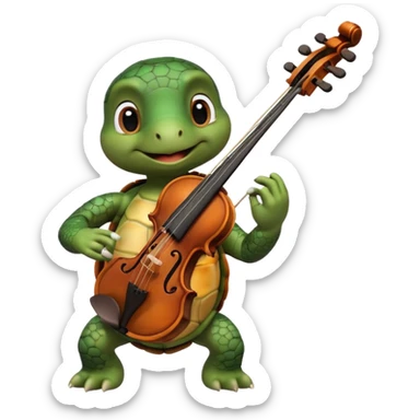 TUrtle playing violin on his shoulders sticker