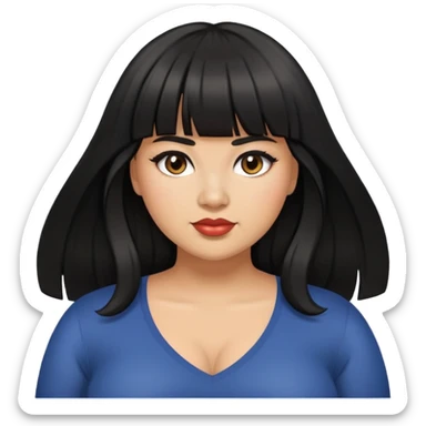 Latina female with bangs black long hair plus size engaged sticker