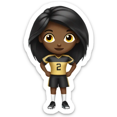 Black hair gold eye girl playing flag football sticker