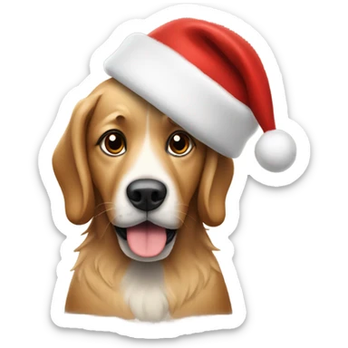 dog with a christmas hat sticker