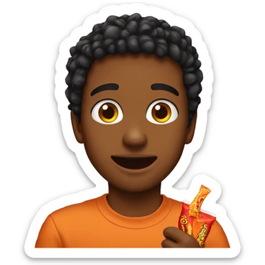 Boy eating hot cheetos sticker