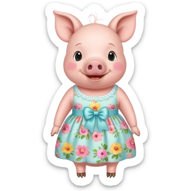 Pig wearing easter dress sticker