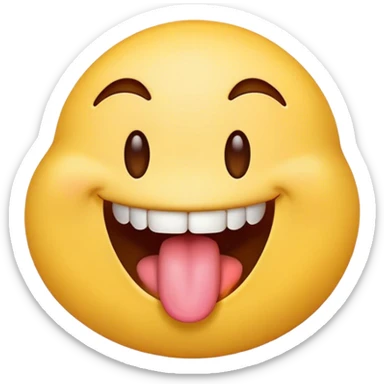 Emoji smiling with tongue slightly out on the corner of the mouth sticker