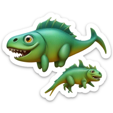 fish ride on a dinosaur sticker