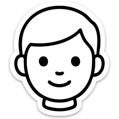 outlined black and white icon portrait of a child boy's face sticker