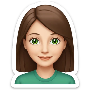 Pretty older woman with green eyes and long straight Ash-brown hair square face  sticker