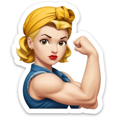 white skin Rosie the Riveter shows biceps sticker