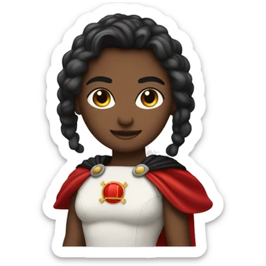 súper heroina con taje rojo y puntos negros  sticker