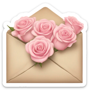 beige envelope with light pink roses sticker