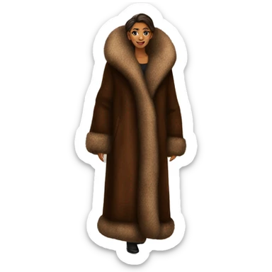Luxurious brown full length fur coat sticker