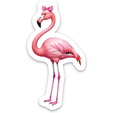 Flamingo with a bow sticker