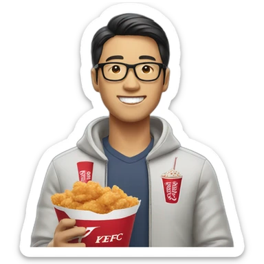 asian man enjoying kfc sticker