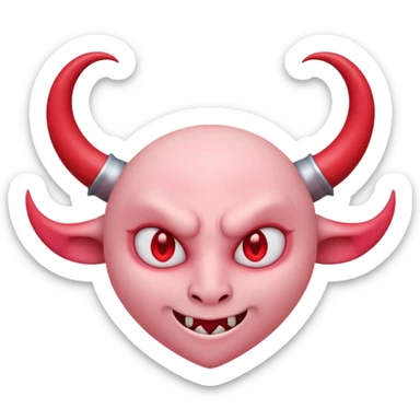 a plain pink heart with demon horns on it sticker