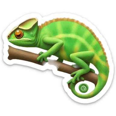Chameleon using an iPhone sticker