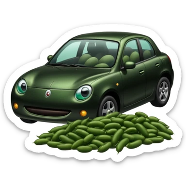 Car with beans in it and stuck in tar sticker