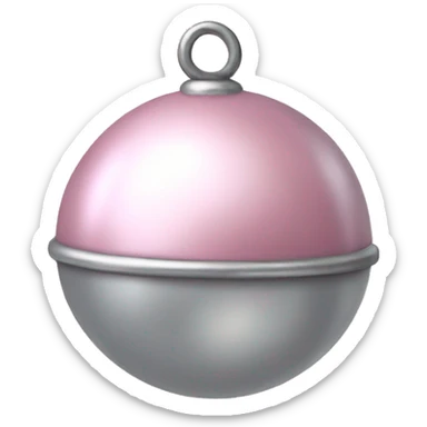 Realistic pastel pink And silver metallic globe sleigh bell. sticker