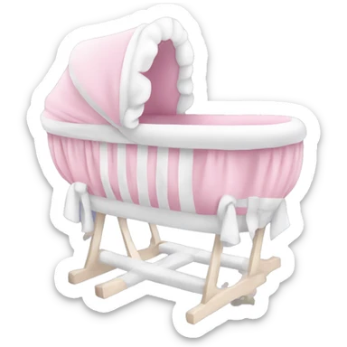 Pink and white baby bassinet  sticker