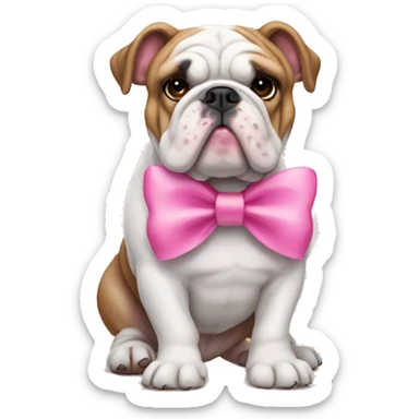 english bulldog with a pink bow sticker
