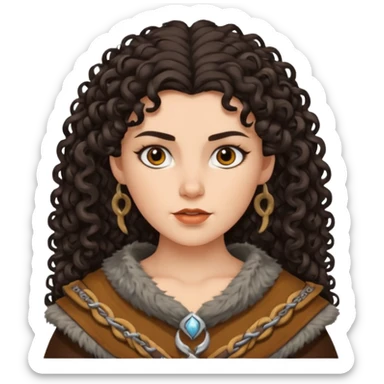 vichingo femmina con capelli mori ricci sticker