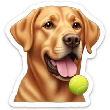 Red labrador with a tennis ball on his mouth sticker