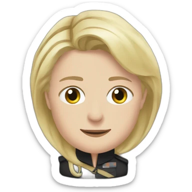 marine le Pen qui embrasse un noir sticker