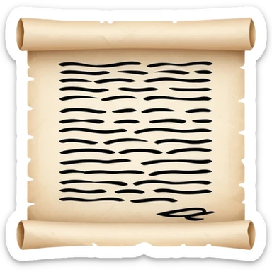 Calligraphy Paper – White parchment with black strokes. sticker