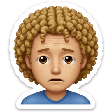 man crying with curly hair sticker