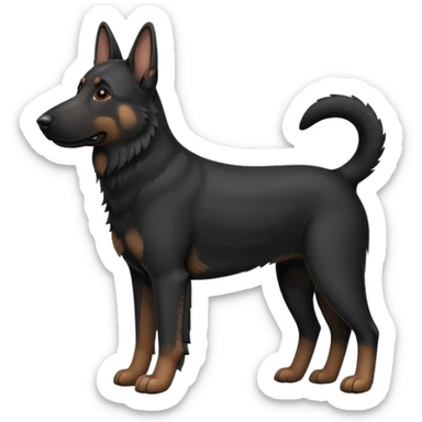 black dog that’s a german shepherd with floppy ears and white belly and brown legs  sticker