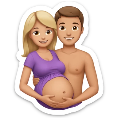 Boyfriend holding pregnant girlfriends belly sticker
