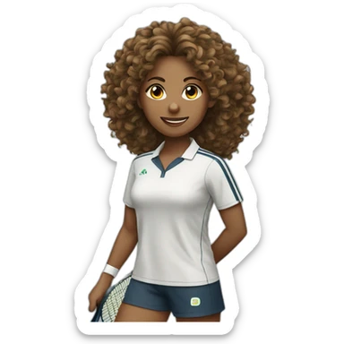 Female fisiotherapist tennis player curly hair sticker