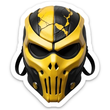 mortal kombat scorpion mask black and yellow sticker