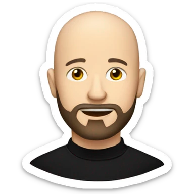 A handsome bald man with a beard in a black turtleneck with a glass of wine sticker