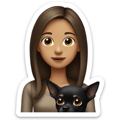 Girl with brown hair with a black chihuahua sticker