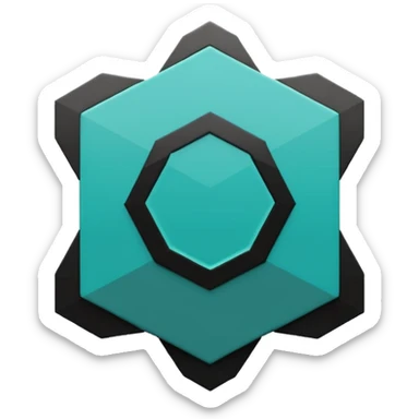 teal green with black, management logo transparent background sticker