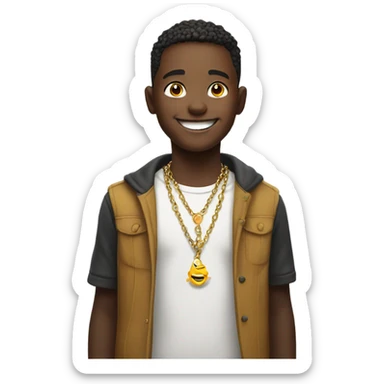 smiling boy with necklace indoors sticker